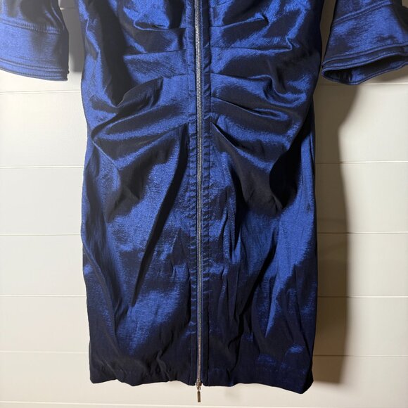 Joseph Ribkoff Vintage Dress Royal Sapphire Moldable Collar and Sleeves Sz 14 - Picture 8 of 10